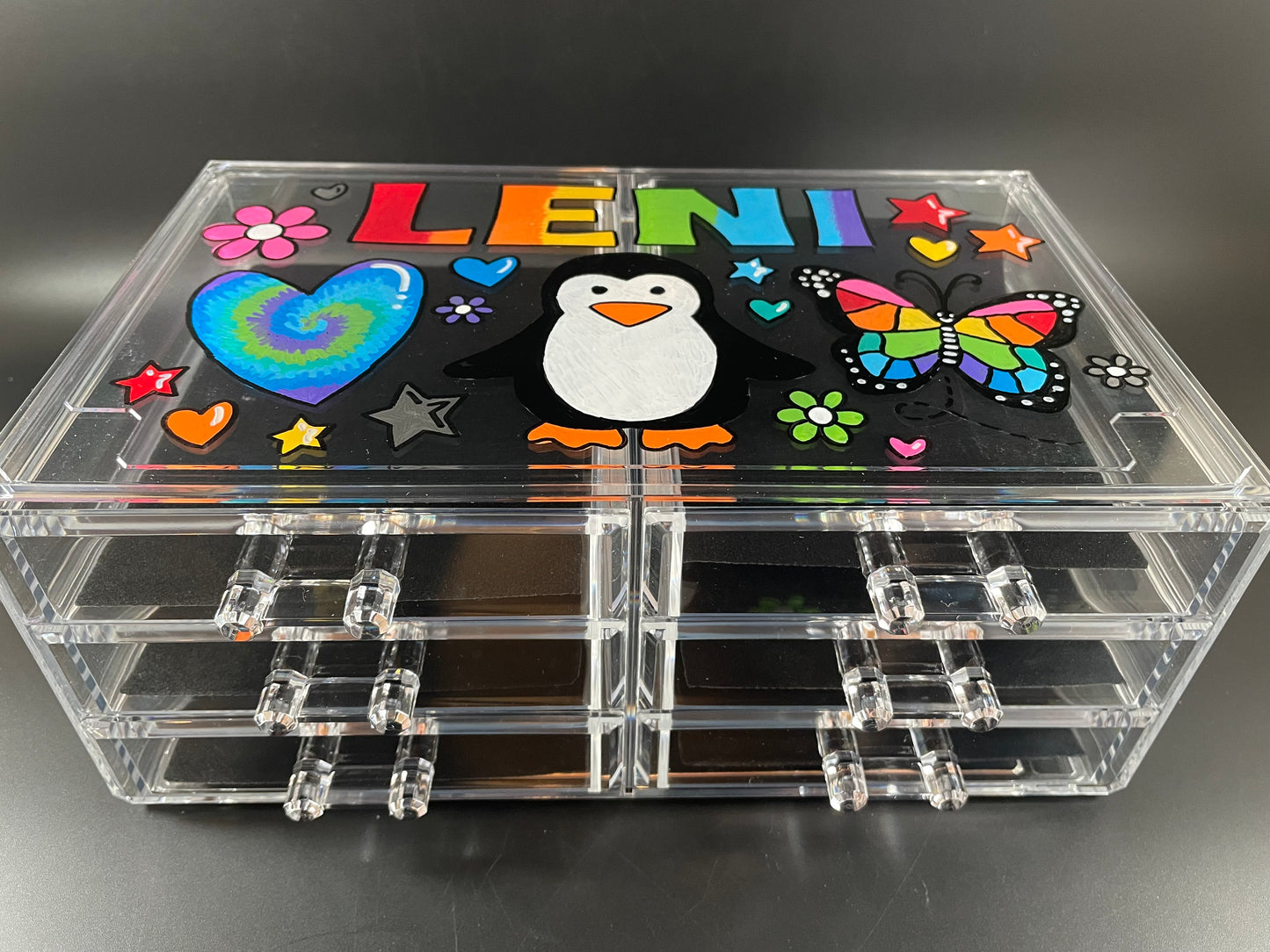 Custom, personalized acrylic jewelry or accessory box