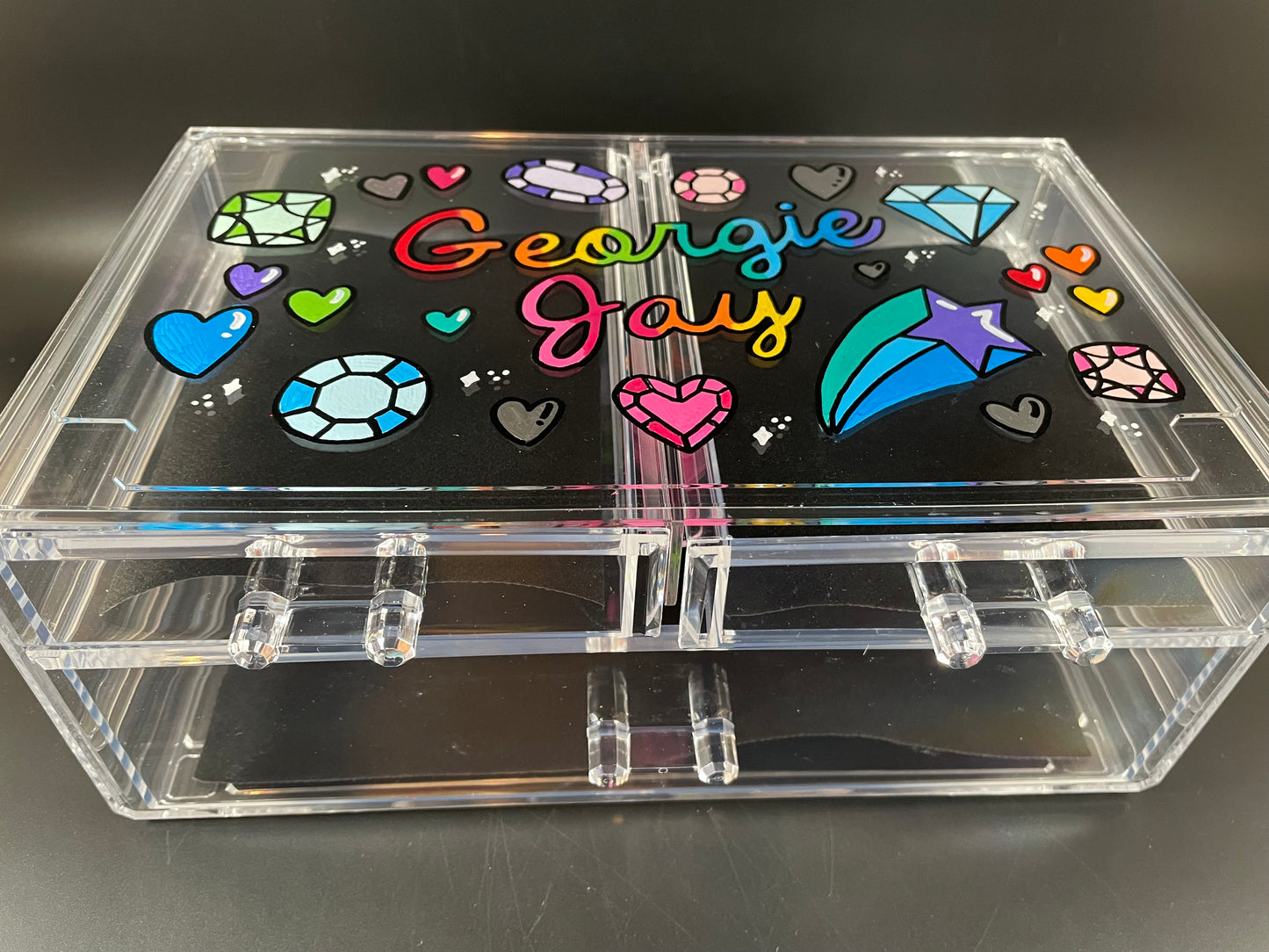 Custom, personalized acrylic jewelry or accessory box