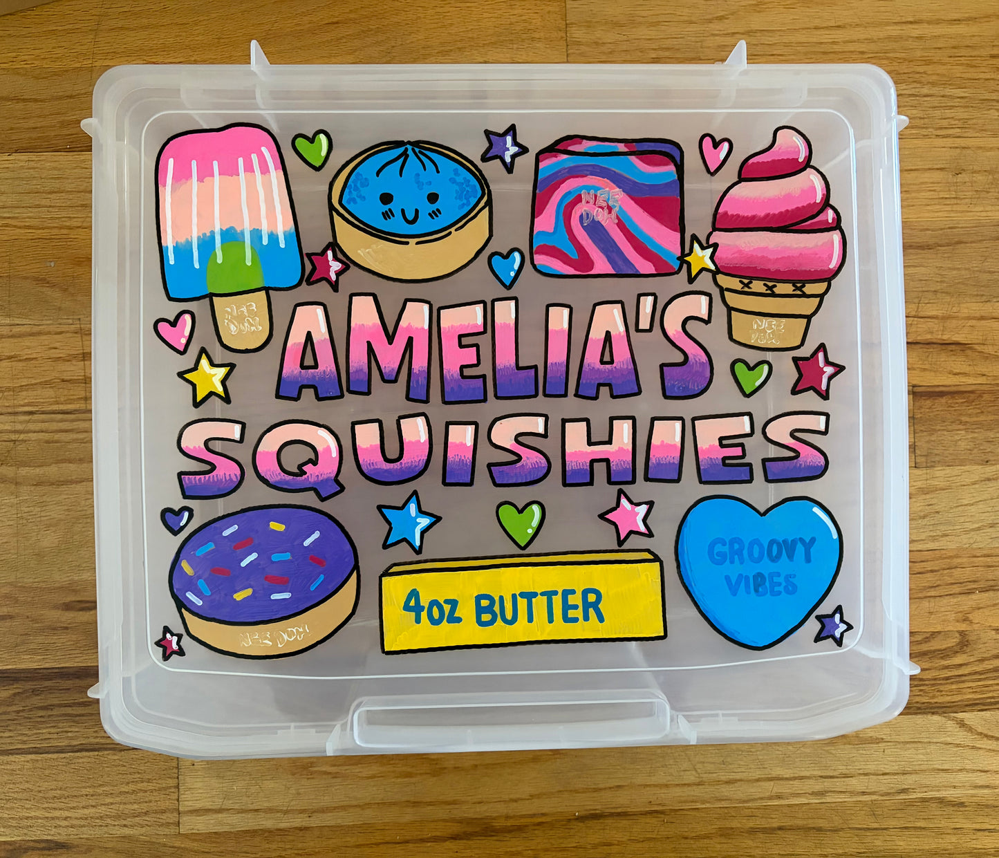 LARGE hand-painted, custom personalized storage case