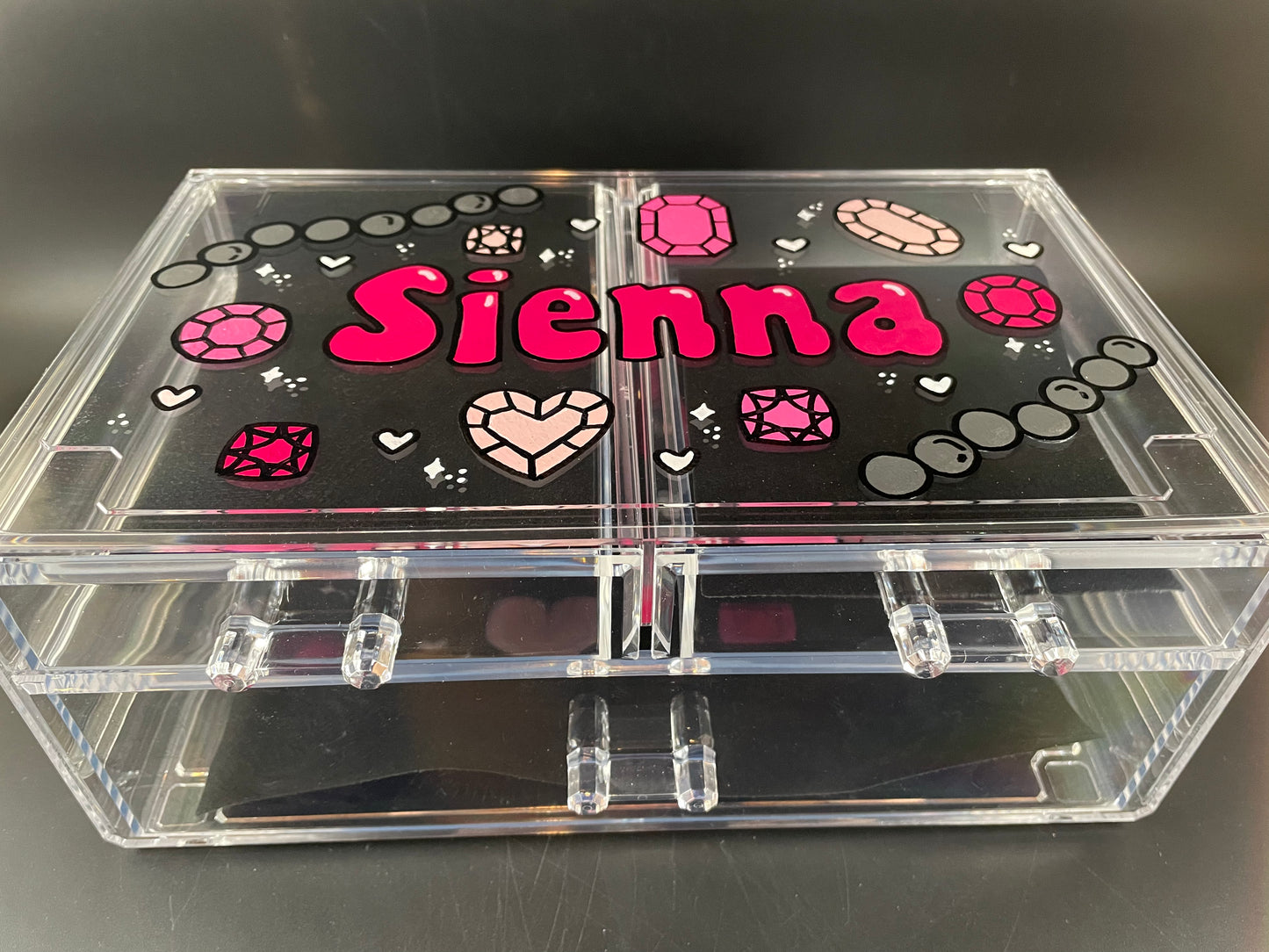 Custom, personalized acrylic jewelry or accessory box