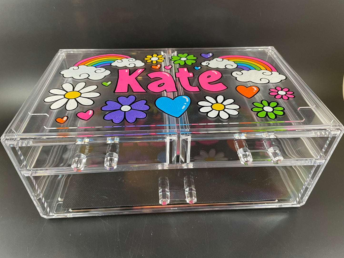 Custom, personalized acrylic jewelry or accessory box