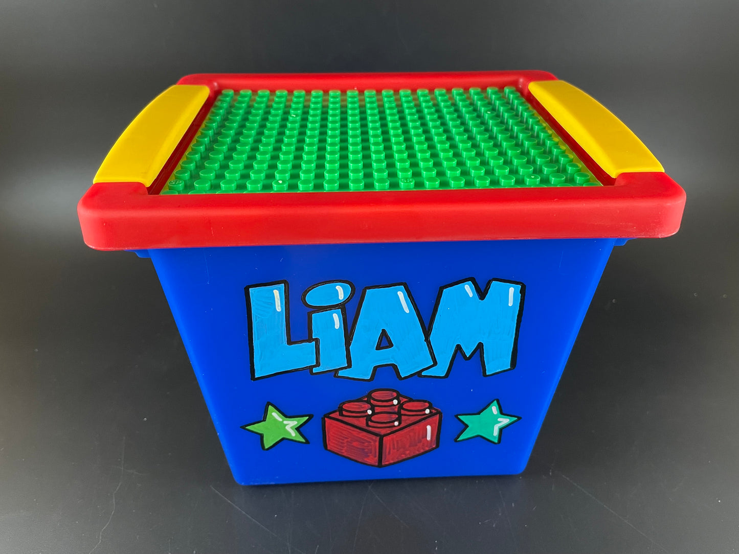 SMALL (2 Qt.) personalized building block storage case - front view