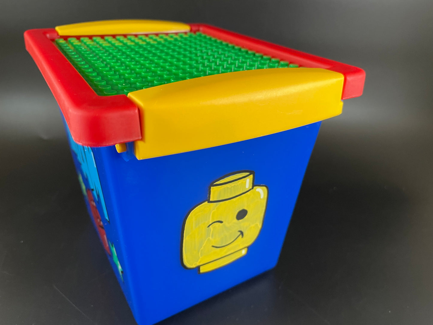SMALL (2 Qt.) personalized building block storage case - side view