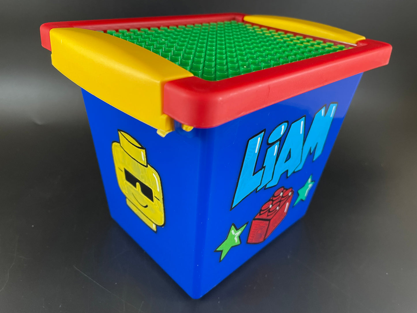 SMALL (2 Qt.) personalized building block storage case - side view