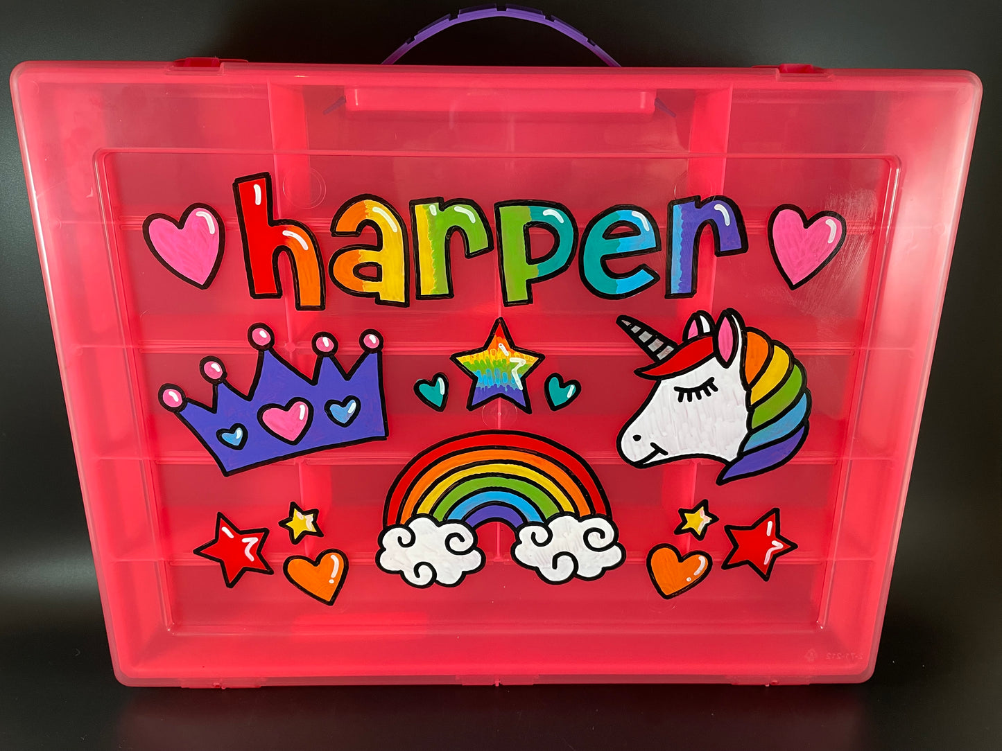custom, sectioned organizer case - pink color, front view