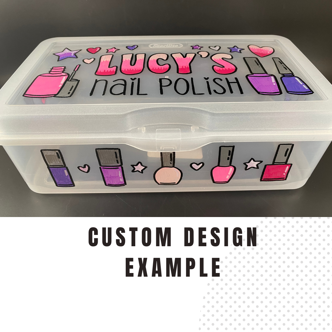 Hand-painted personalized small storage box - custom makeup design, nail polish storage