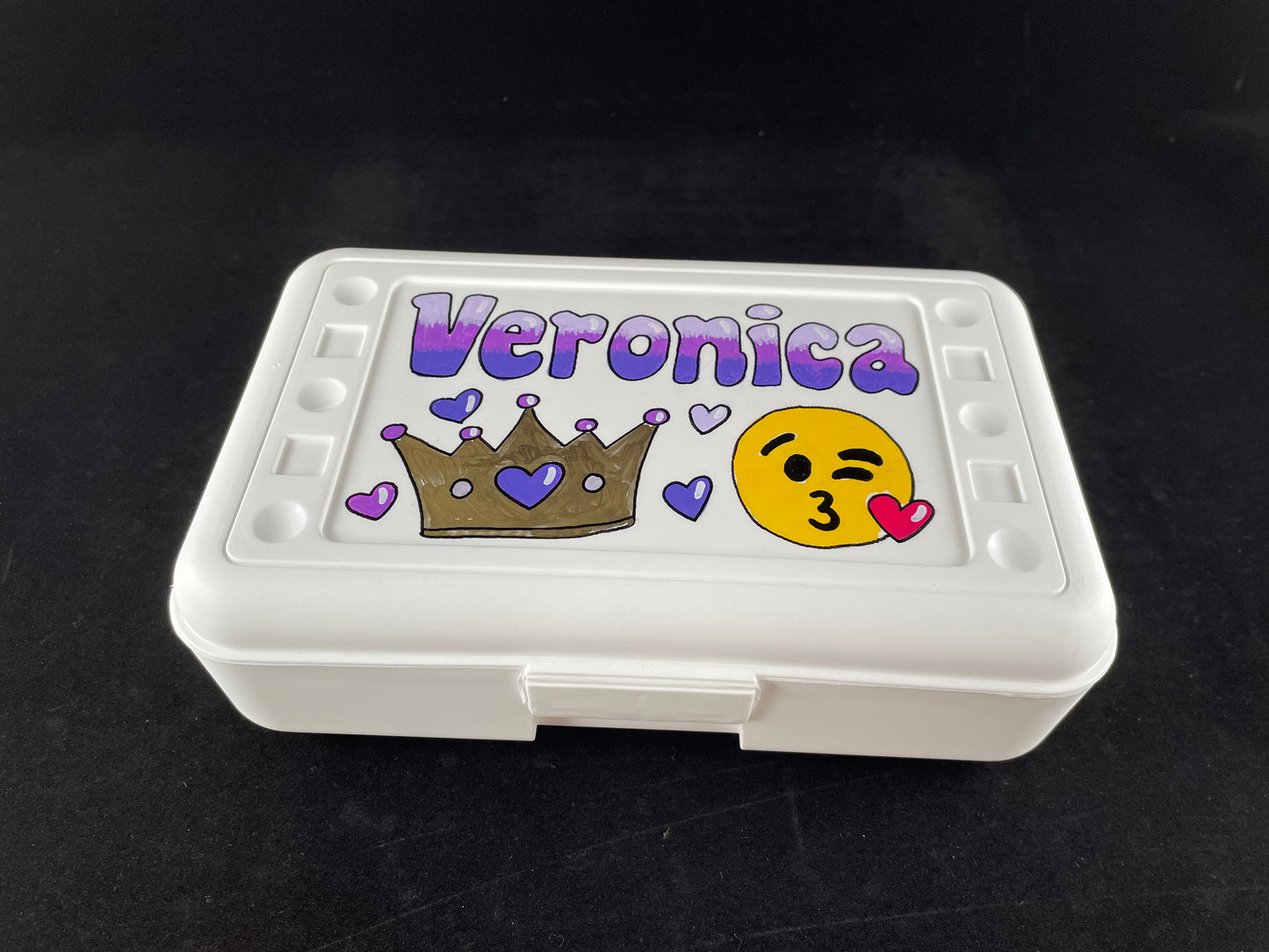 Personalized Hand Painted Custom Pencil Case - white, princess
