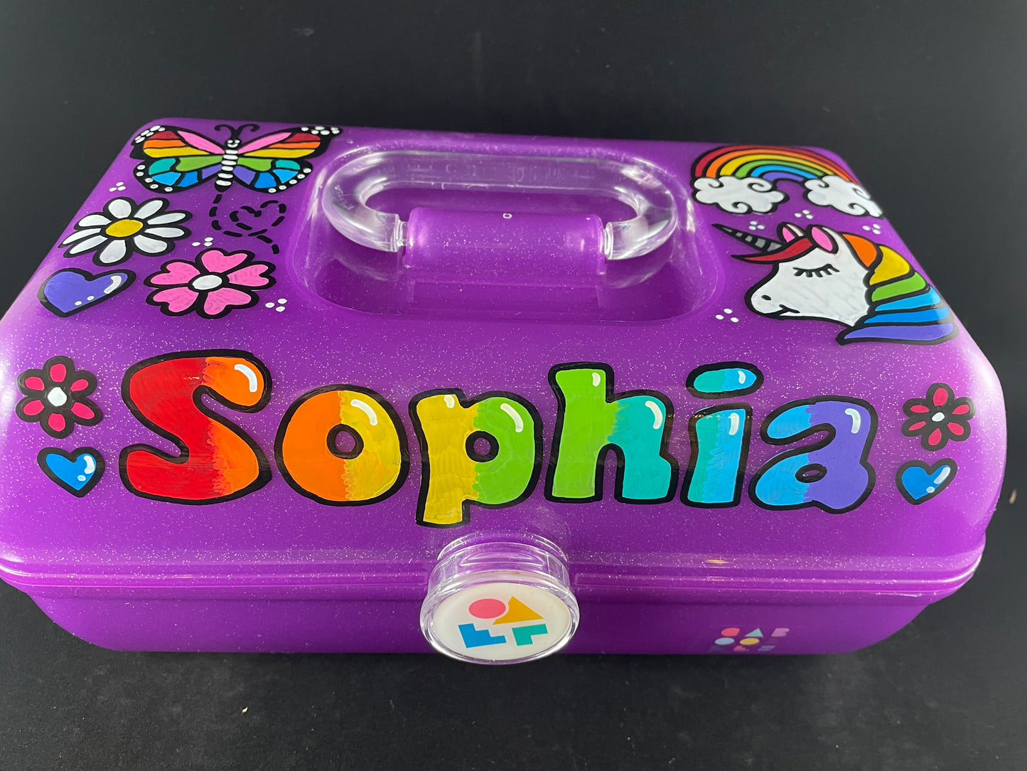 "Sophia" Hand-painted personalized caboodle purple sparkle color