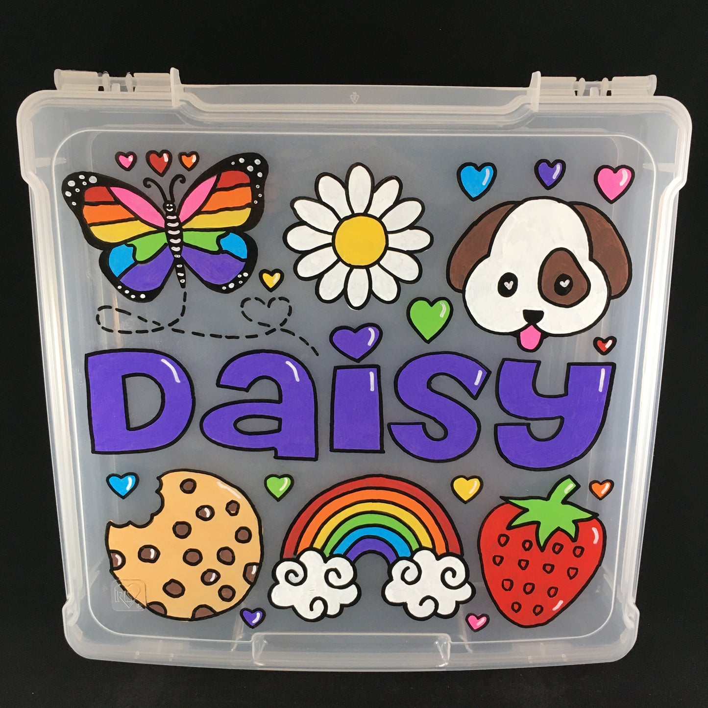 SMALL hand-painted, CUSTOM personalized storage case