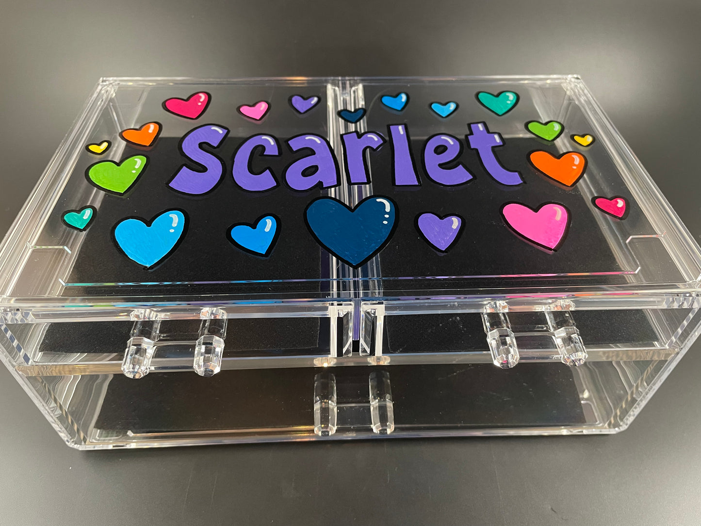 Custom, personalized acrylic jewelry or accessory box