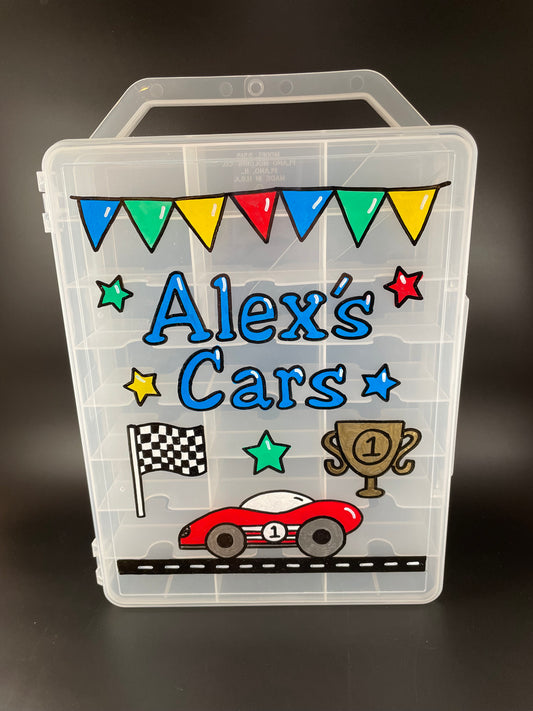 Ready to ship "Alex" Double sided matchbox car case