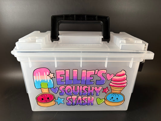 Small, hand-painted custom personalized carry case with handle