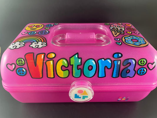 Ready to ship "Victoria" Caboodle in sparkle pink