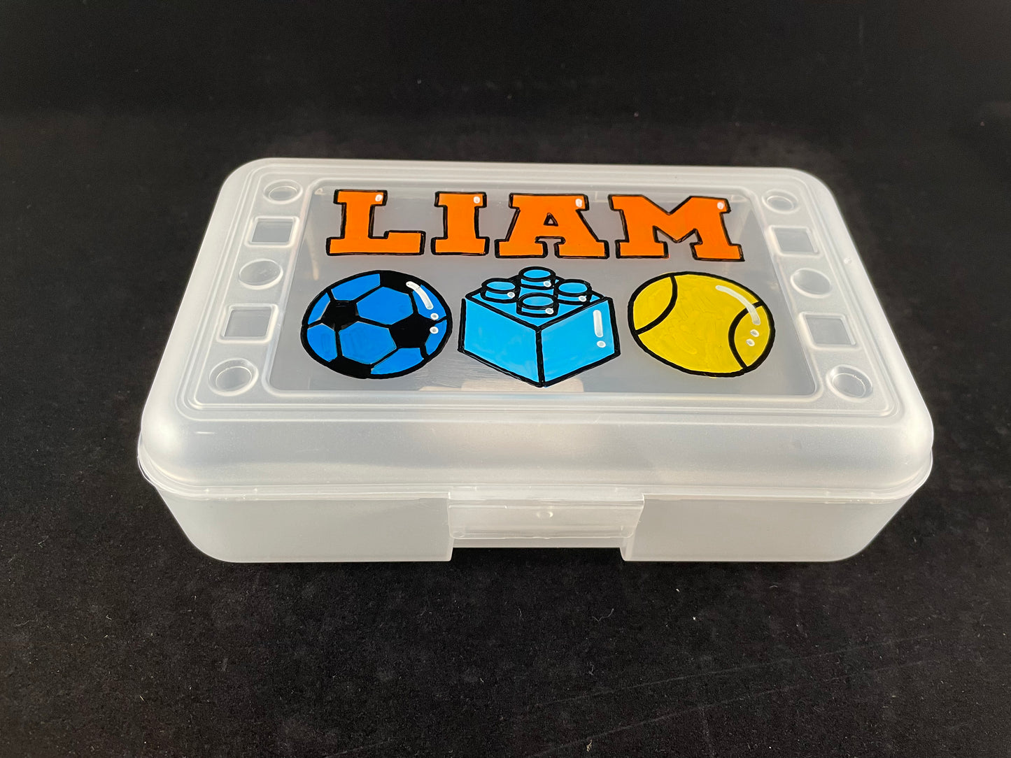 Personalized Hand Painted Custom Pencil Case - clear, sports