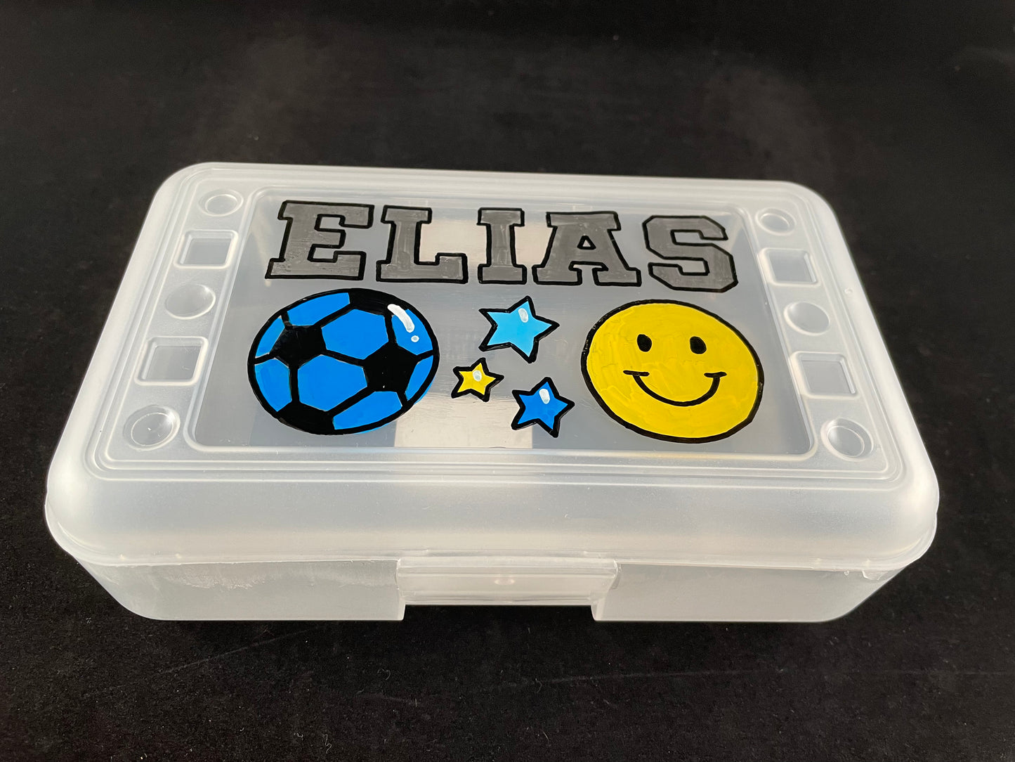 Personalized Hand Painted Custom Pencil Case - clear, sports