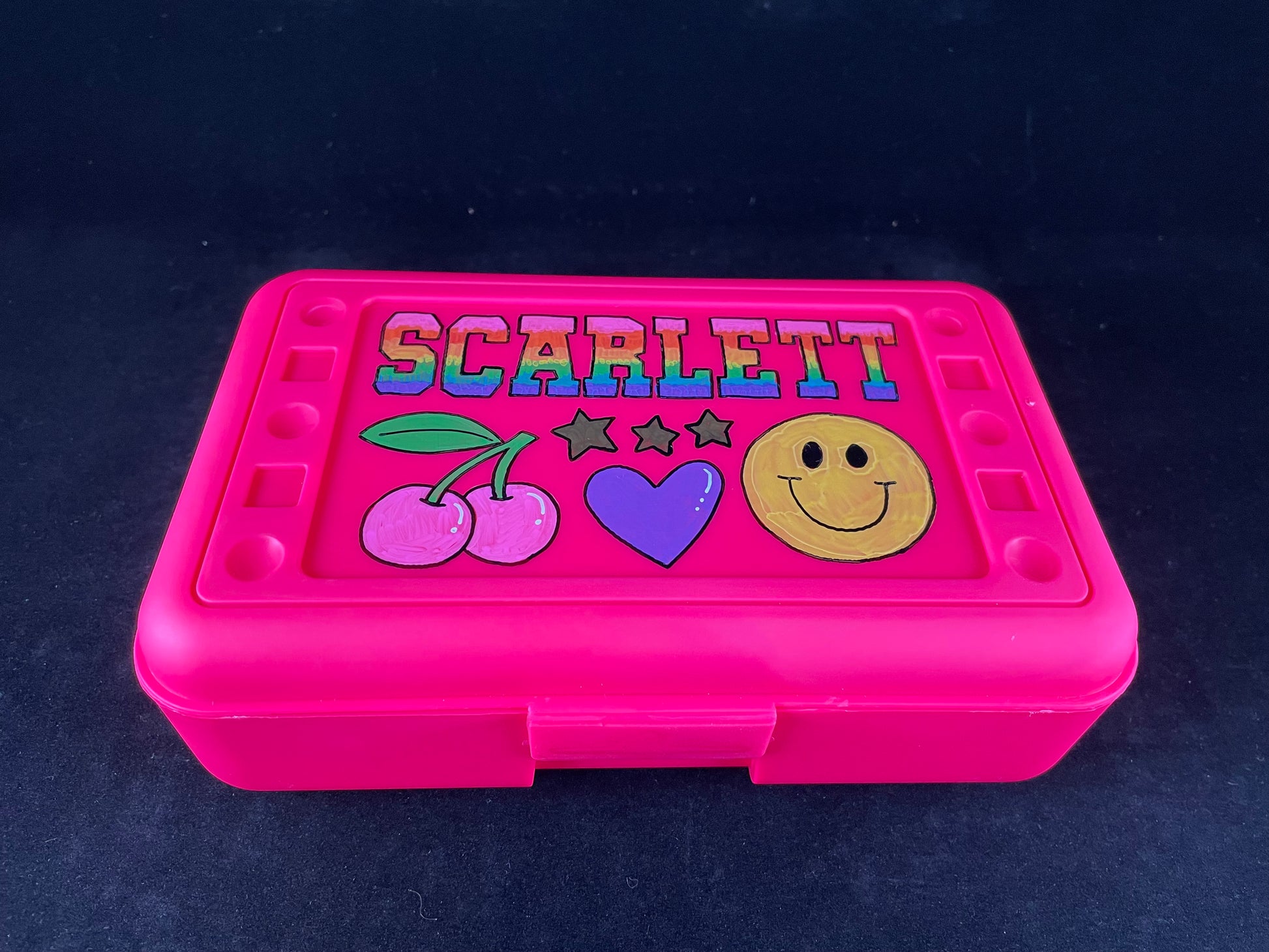 Personalized Hand Painted Custom Pencil Case - pink, emoji