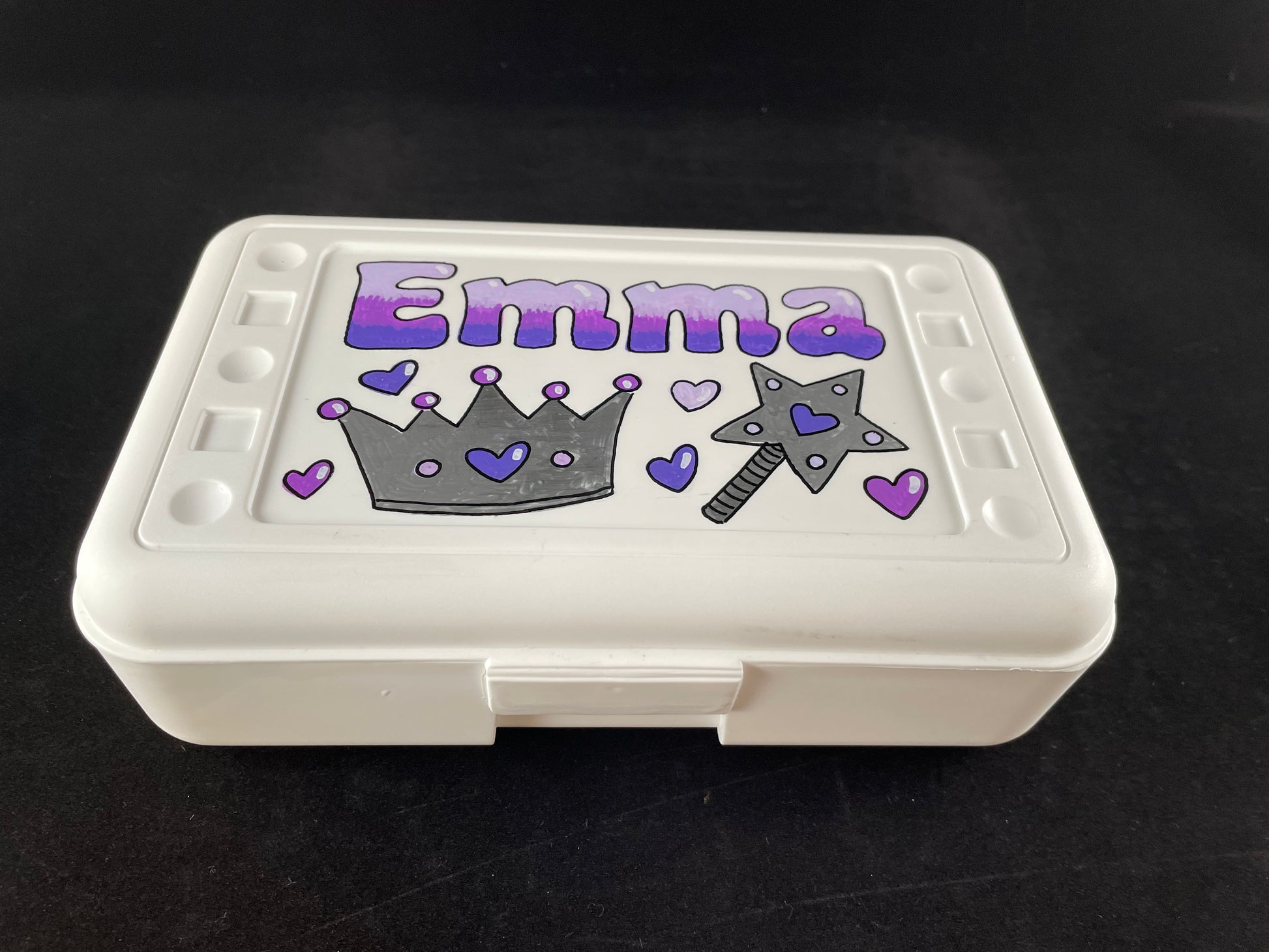 Personalized Hand Painted Custom Pencil Case - white, princess