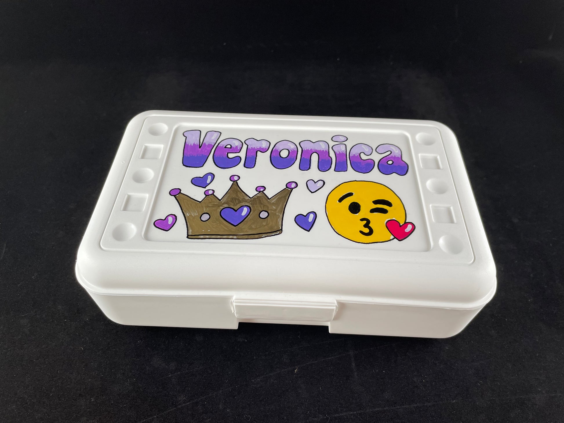 Personalized Hand Painted Custom Pencil Case - white, princess