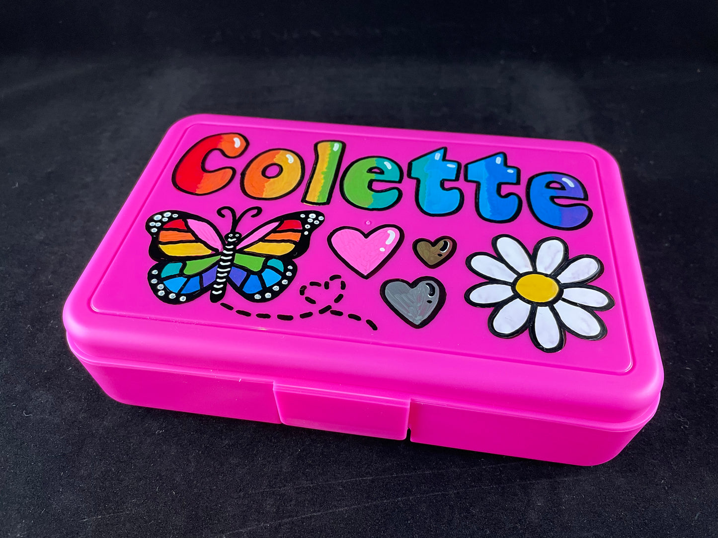 Personalized Hand painted Custom Pencil Case - pink, butterfly