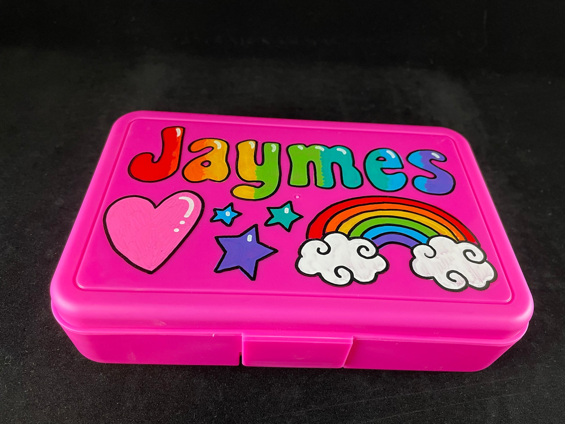 Personalized Hand painted Custom Pencil Case - pink, rainbow