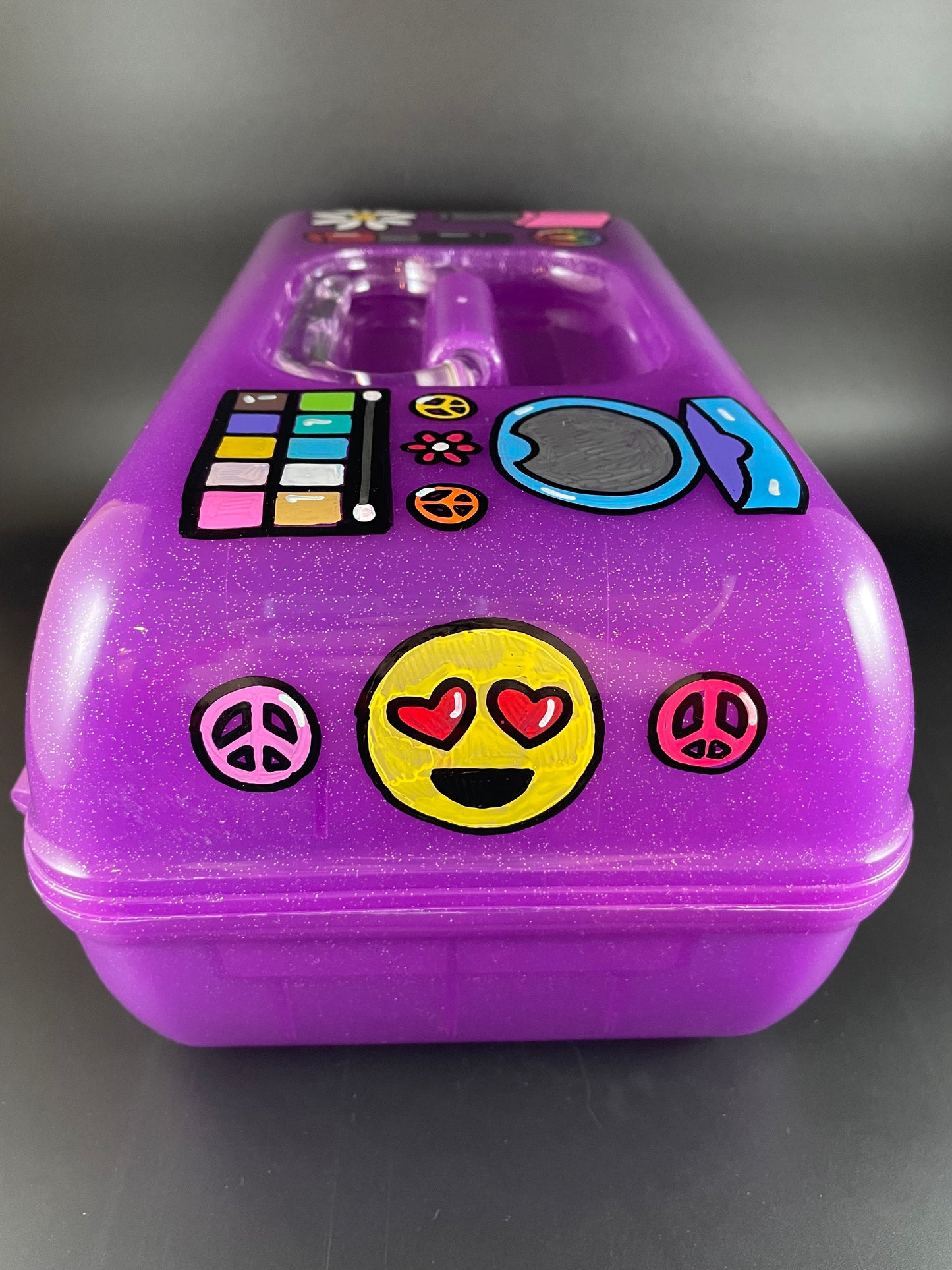 Simmy hand painted personalized caboodle purple sparkle - side view