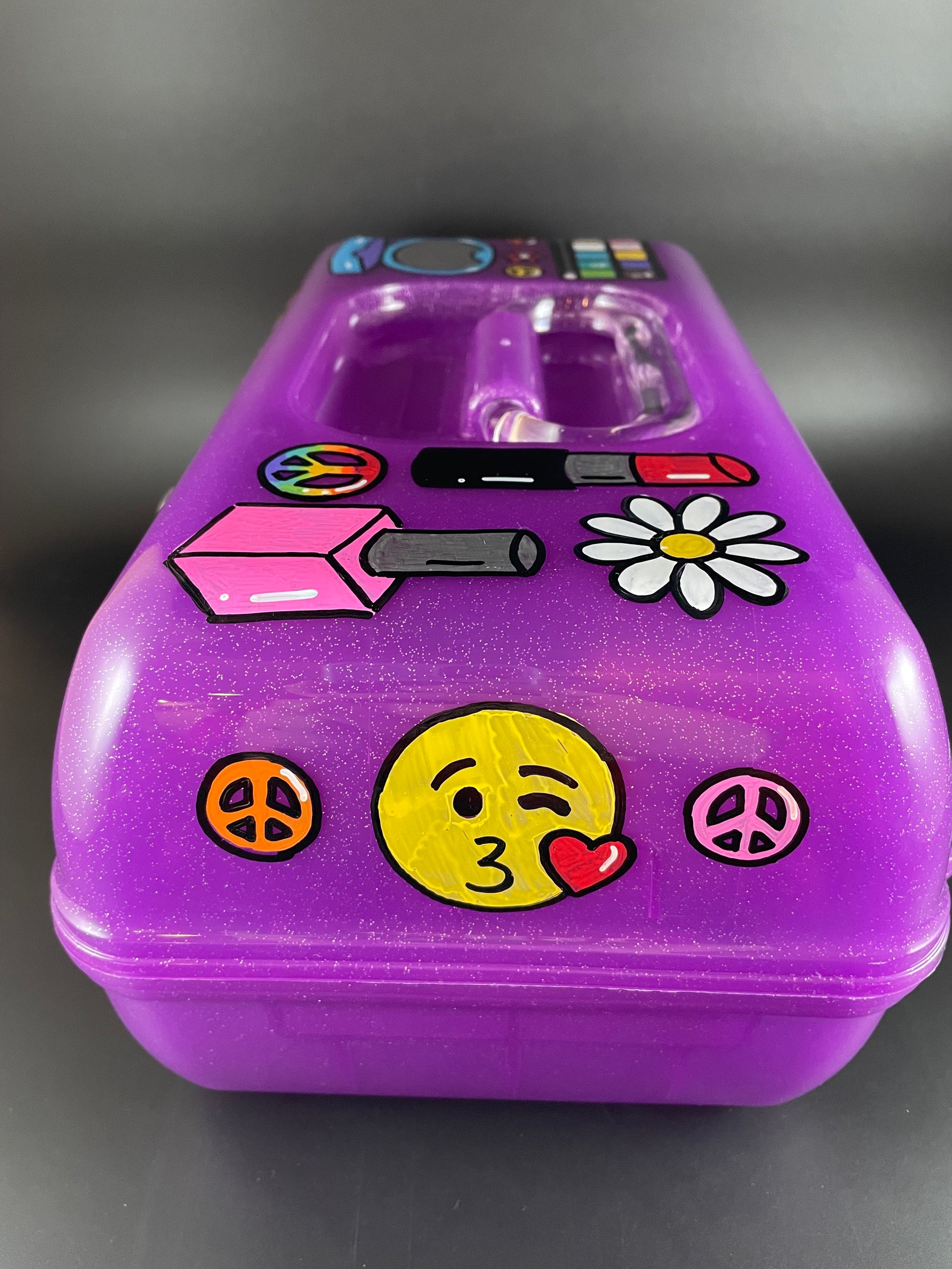 Simmy hand painted personalized caboodle purple sparkle - side view