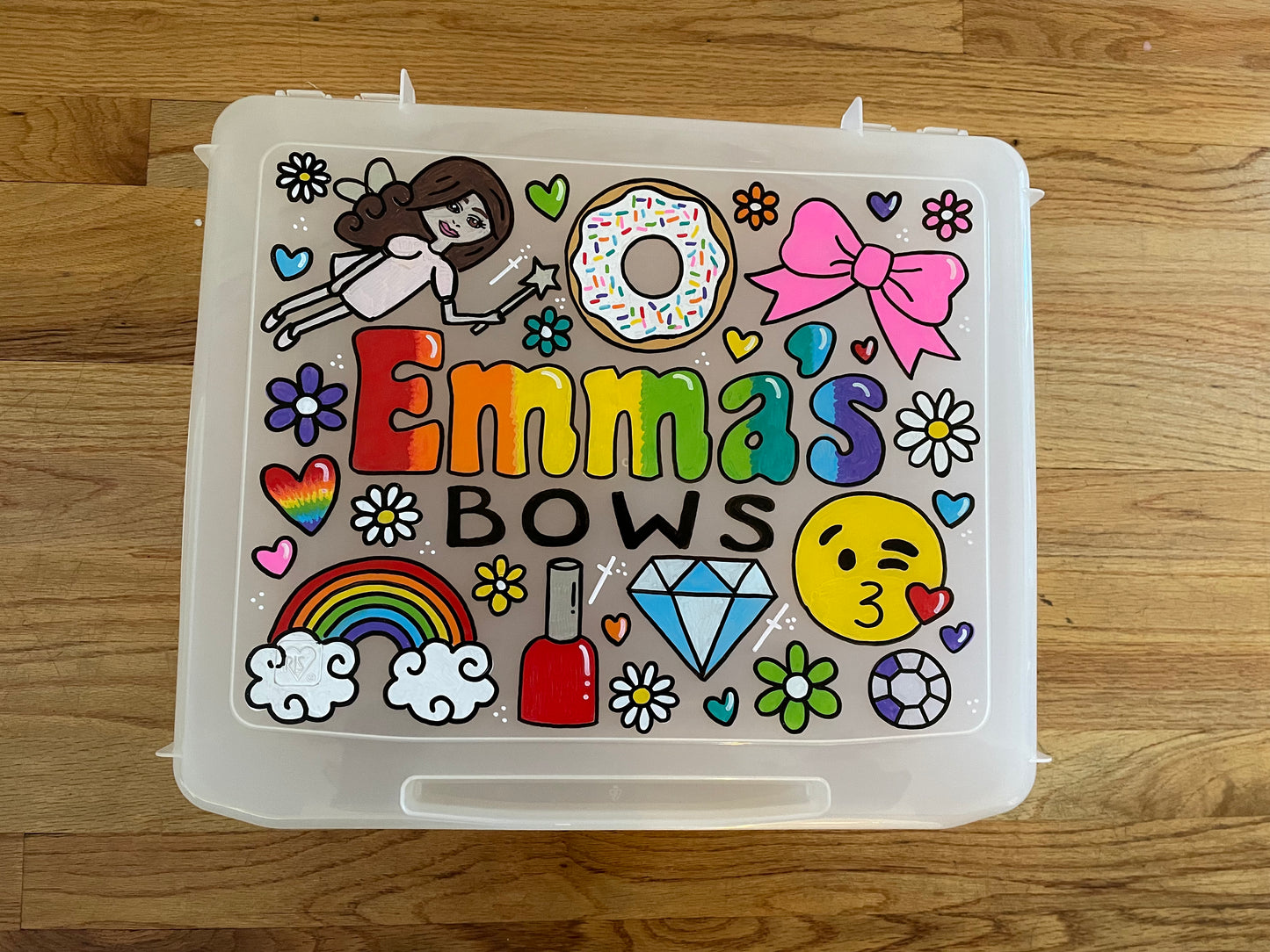 LARGE hand-painted, custom personalized storage case