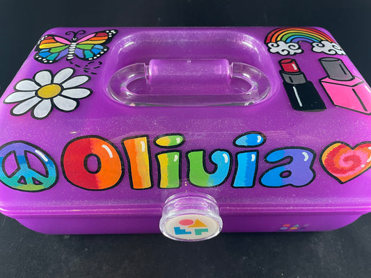"Olivia" hand painted personalized caboodle