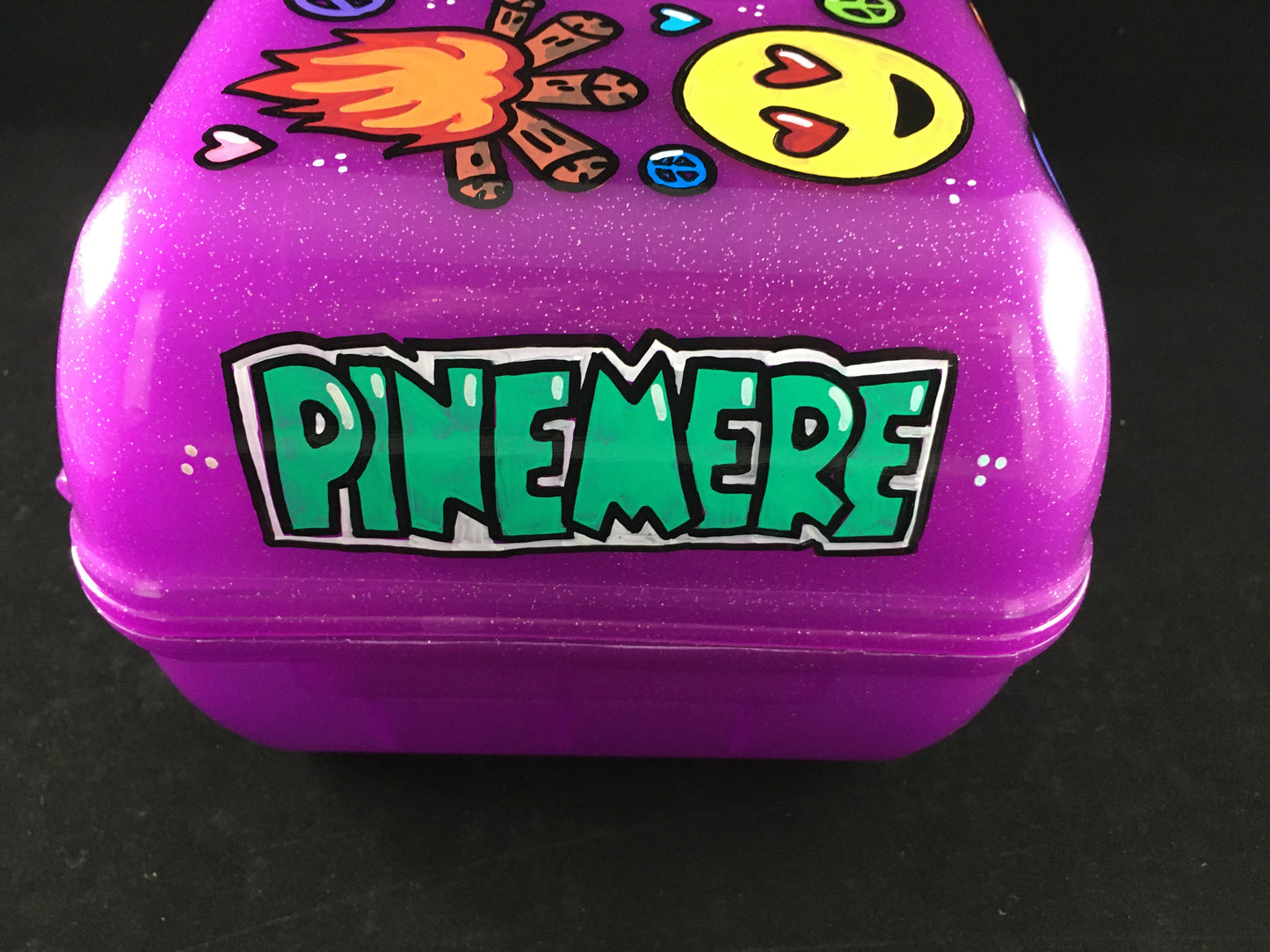 Camp themed, hand-painted personalized caboodle